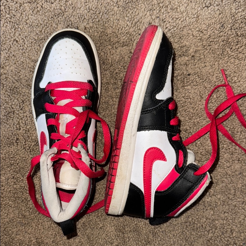 Black and Red High-Top Sneakers with Bold Design